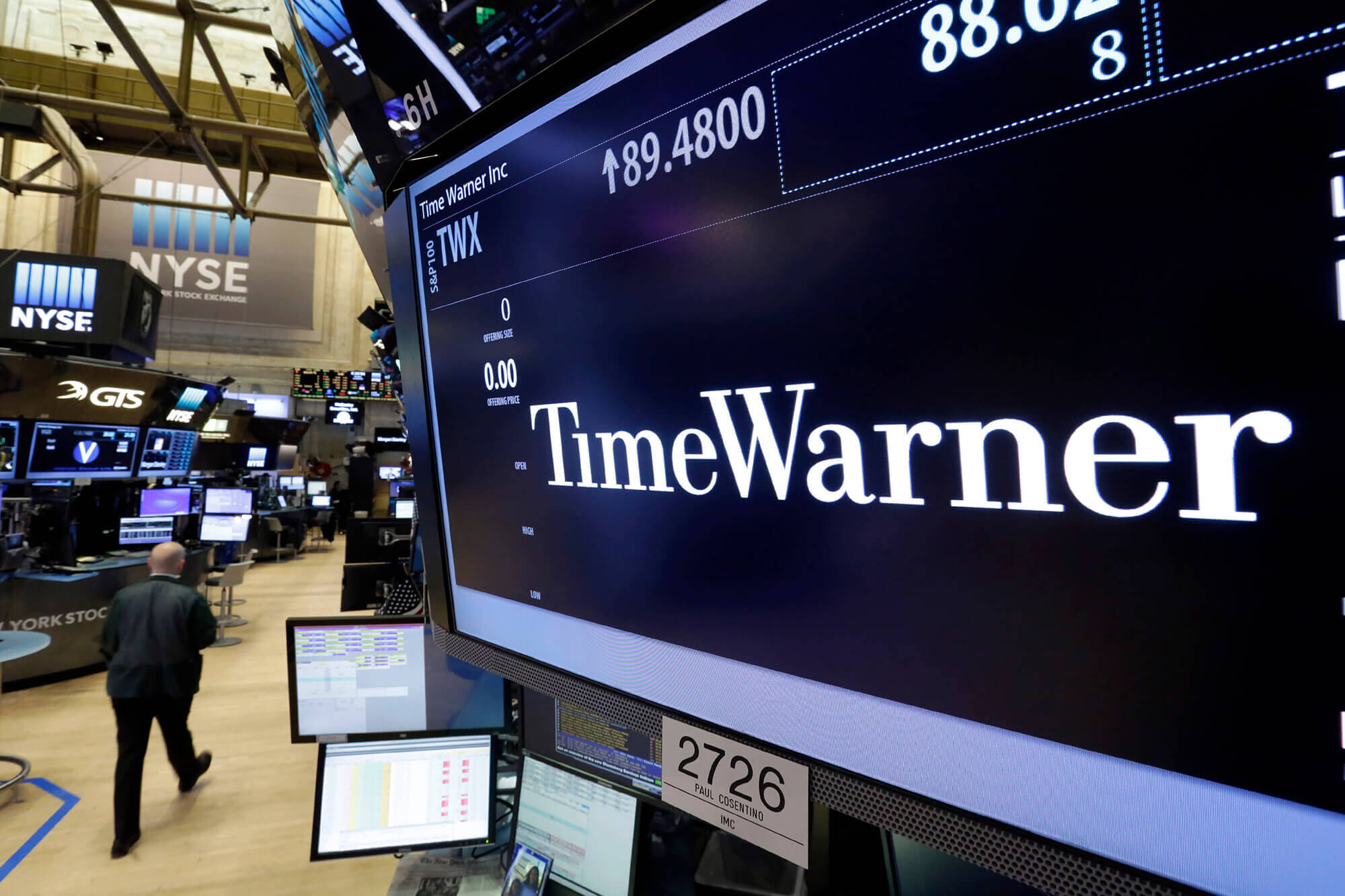 Time Warner logo at NY Stock Exchange