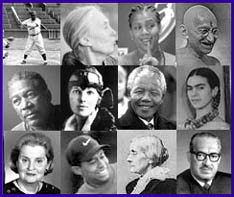 famous figures, tiger woods, nelson mandela, frida kahlo, gandhi