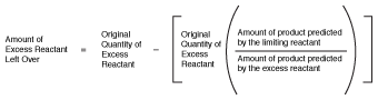 Formula for finding out how much excess reactant is left over.