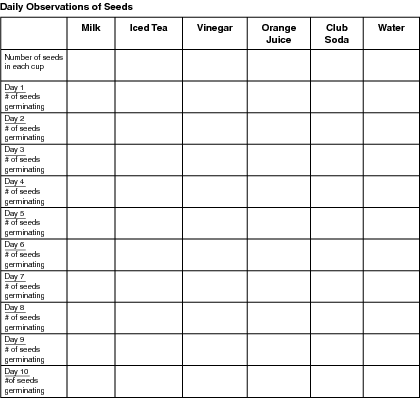 Use this chart to record your daily observations of the seeds.