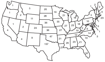 Distribution of tornadoes.