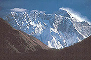 A view of Everest from Dudh Kosi, the highest river in the world.