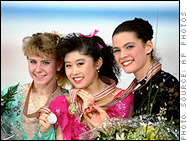 Tonya Harding, Kristi Yamaguchi, and Nancy Kerrigan