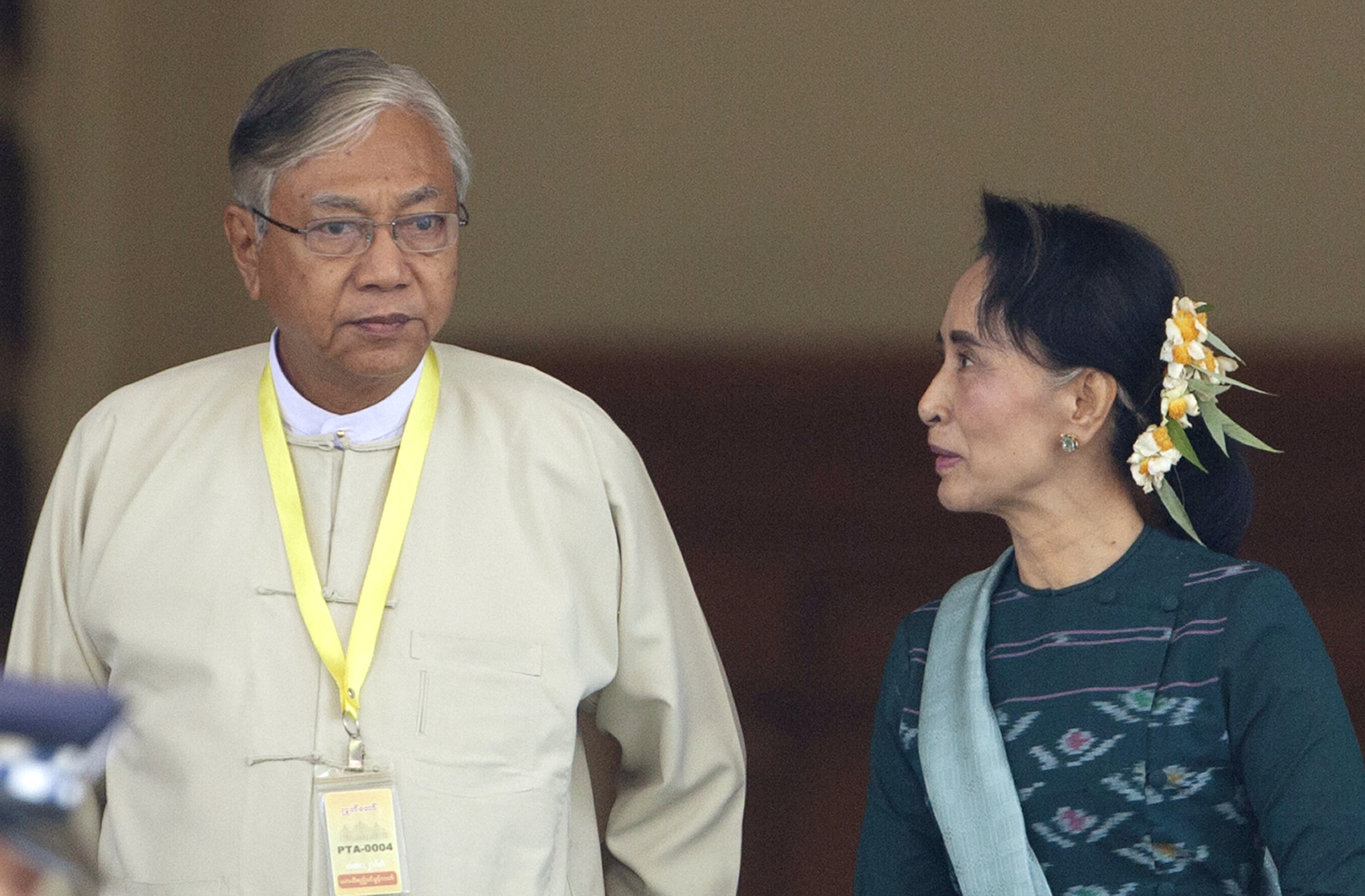 Htin Kyaw president of Myanmar with Democracy leader Aung San Suu Kyi