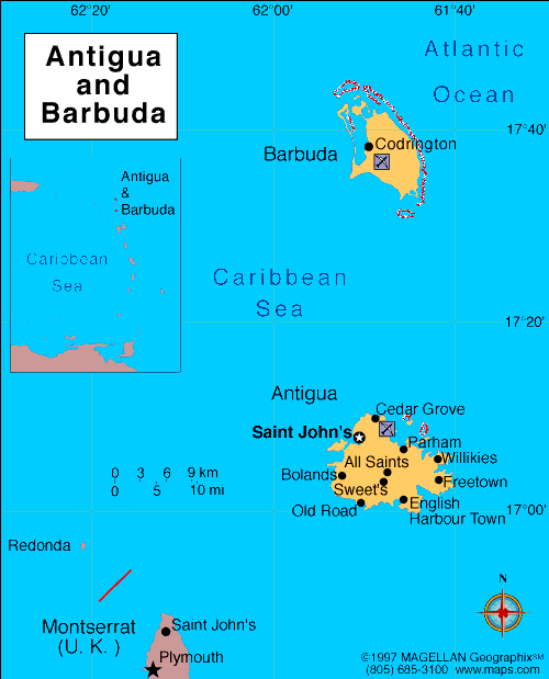 Map of Antigua and Barbuda