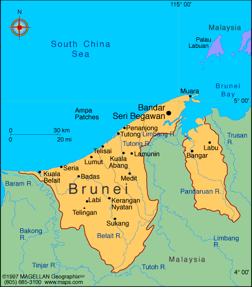 Map of Brunei Darussalam