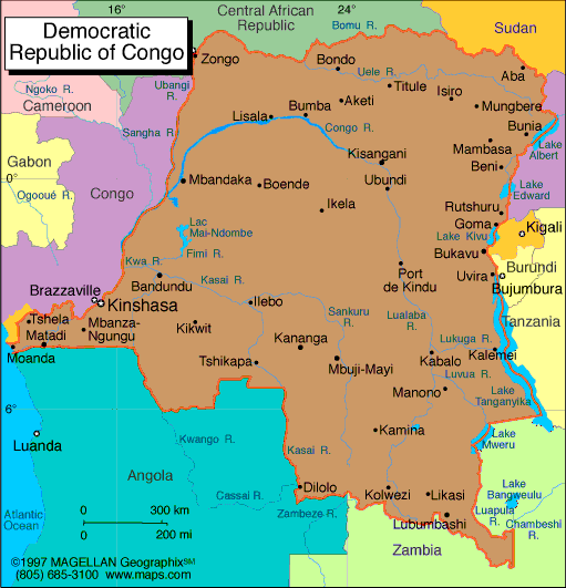 Map of Democratic Republic of the Congo