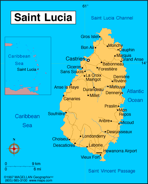 Map of Saint Lucia