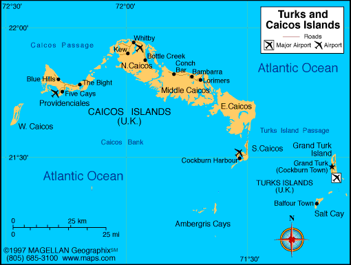 Map of Turks and Caicos Islands