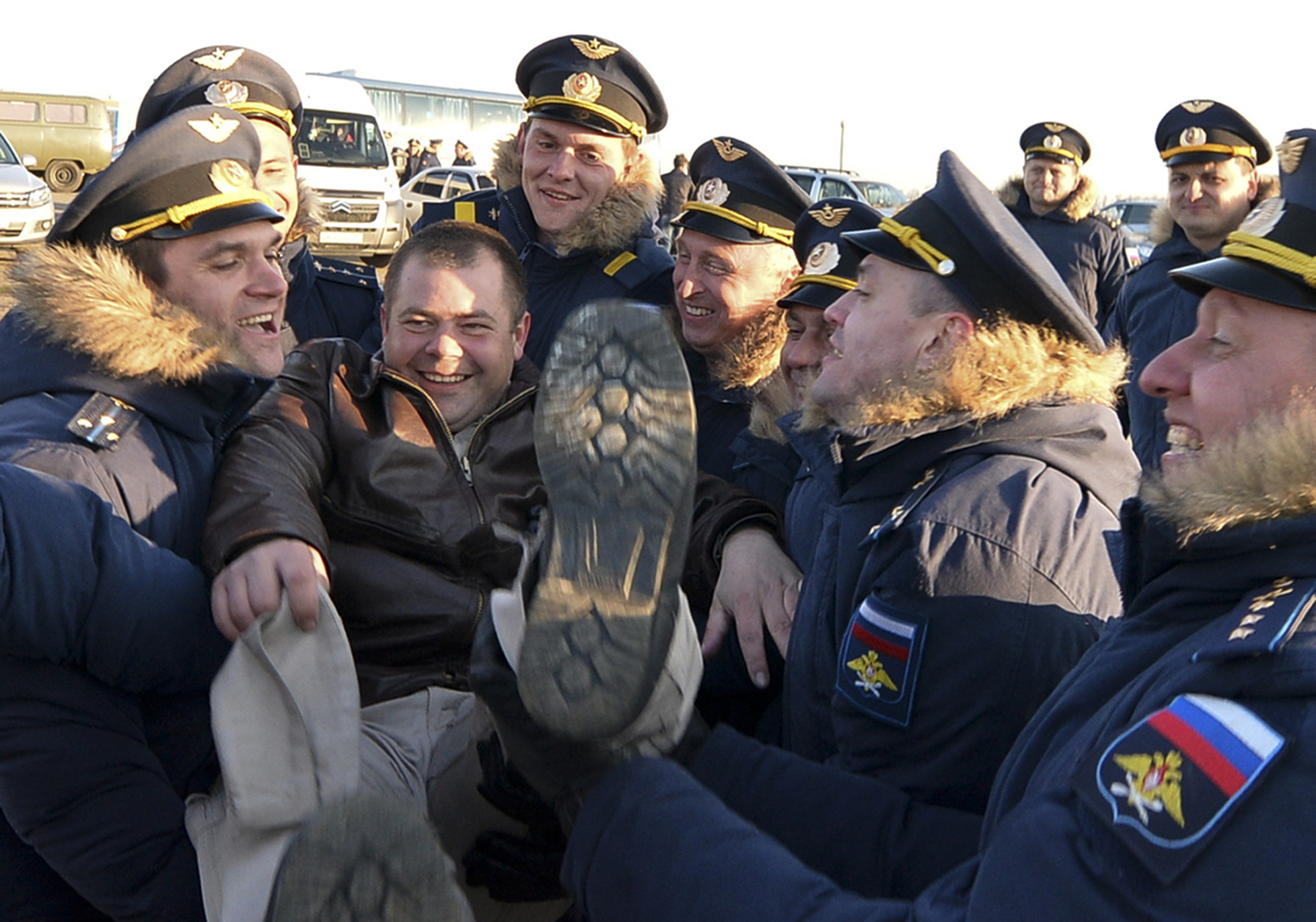 russian troops celebrate