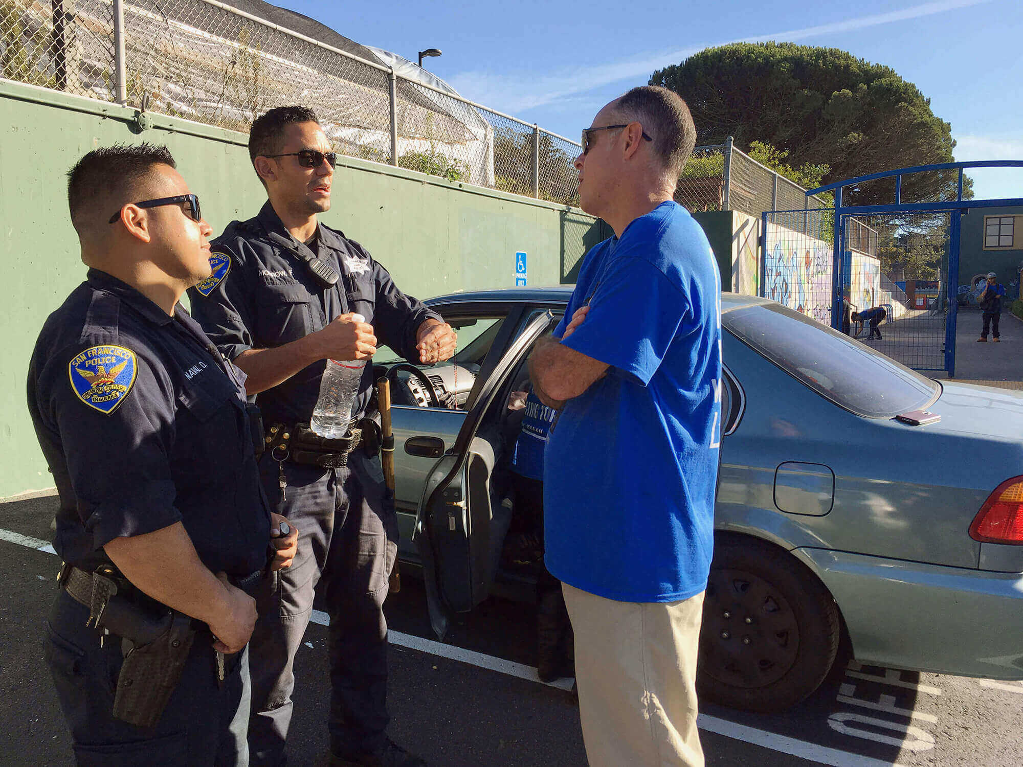 Police talking to citizen after San Francisco school shooting