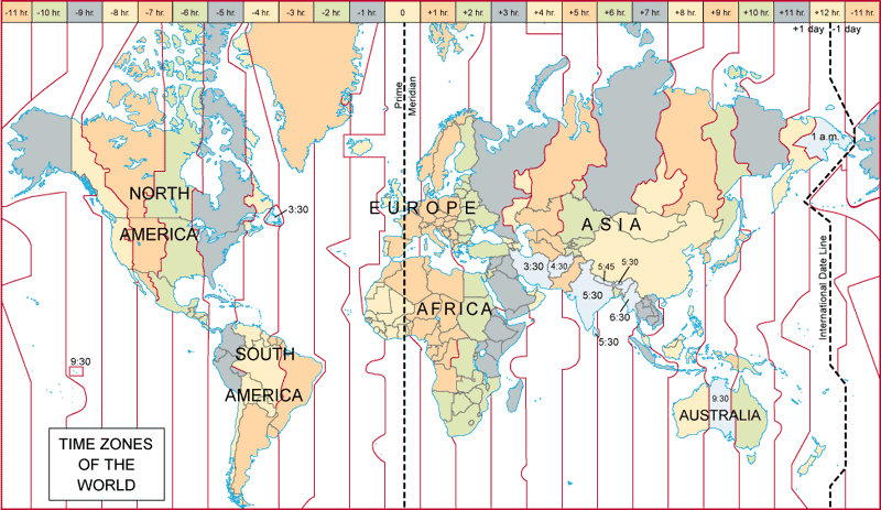 World Time Zones Map