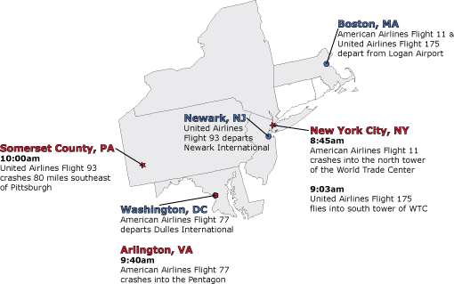 Map of Hijacked Attacks on US