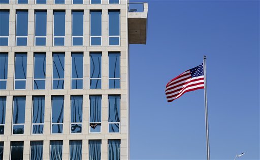 cuban flag in u.s. embassy