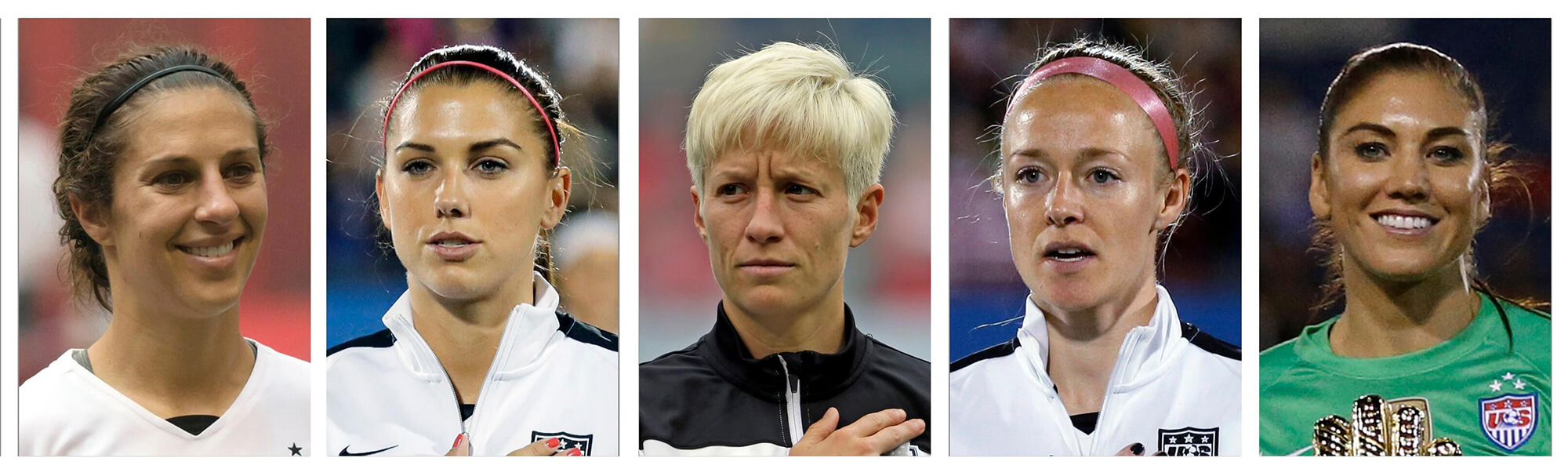 picture of Carli Lloyd, Alex Morgan, Megan Rapinoe, Becky Sauerbrunn and Hope Solo