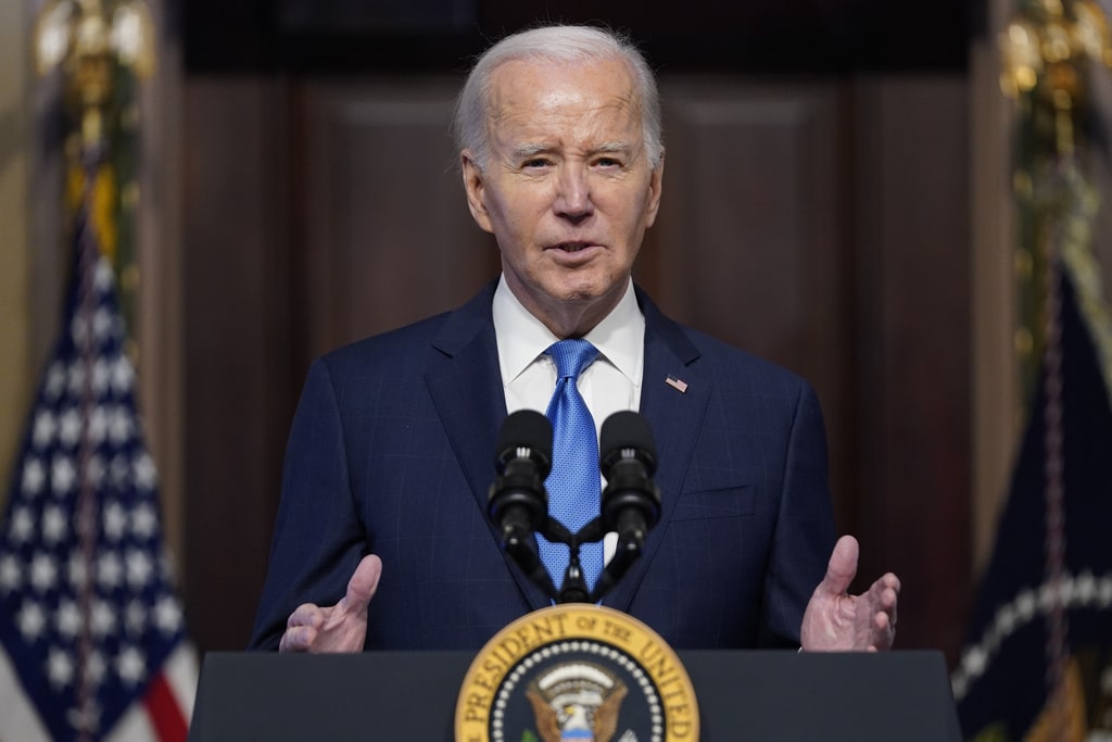 President Joe Biden speaks during a meeting of the National Infrastructure Advisory Council in the Indian Treaty Room on the White House campus, Wednesday, Dec. 13, 2023, in Washington. The House on Wednesday authorized the impeachment inquiry into President Joe Biden, with every Republican rallying behind the politically charged process despite lingering concerns among some in the party that the investigation has yet to produce evidence of misconduct by the president. 