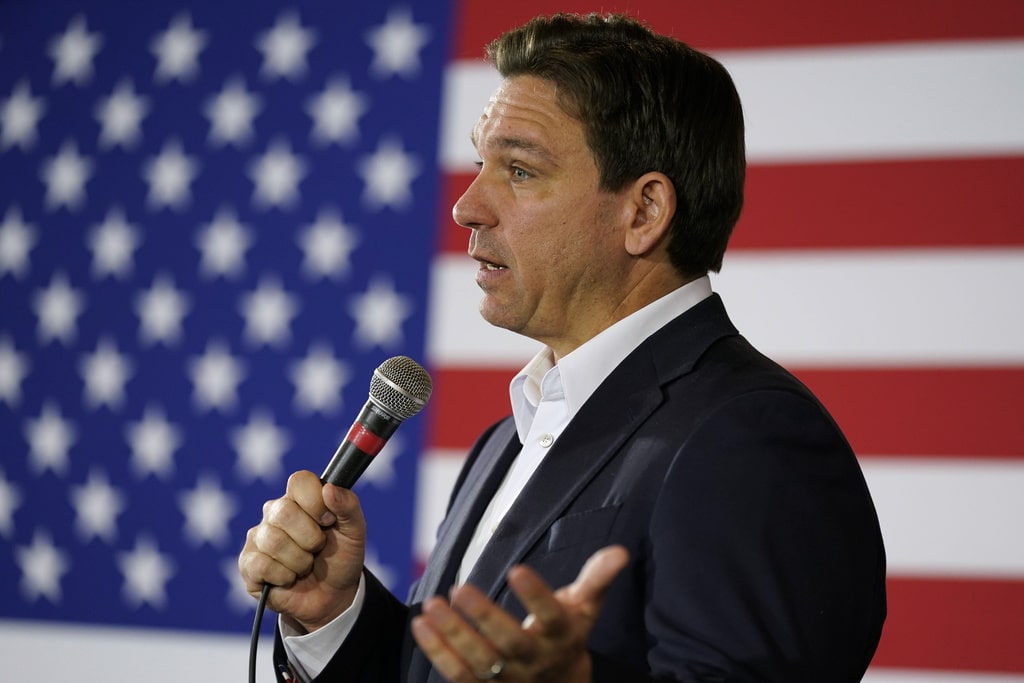 Republican presidential candidate Florida Gov. Ron DeSantis speaks during a meet and greet, Thursday, Dec. 7, 2023, in Cedar Rapids, Iowa.