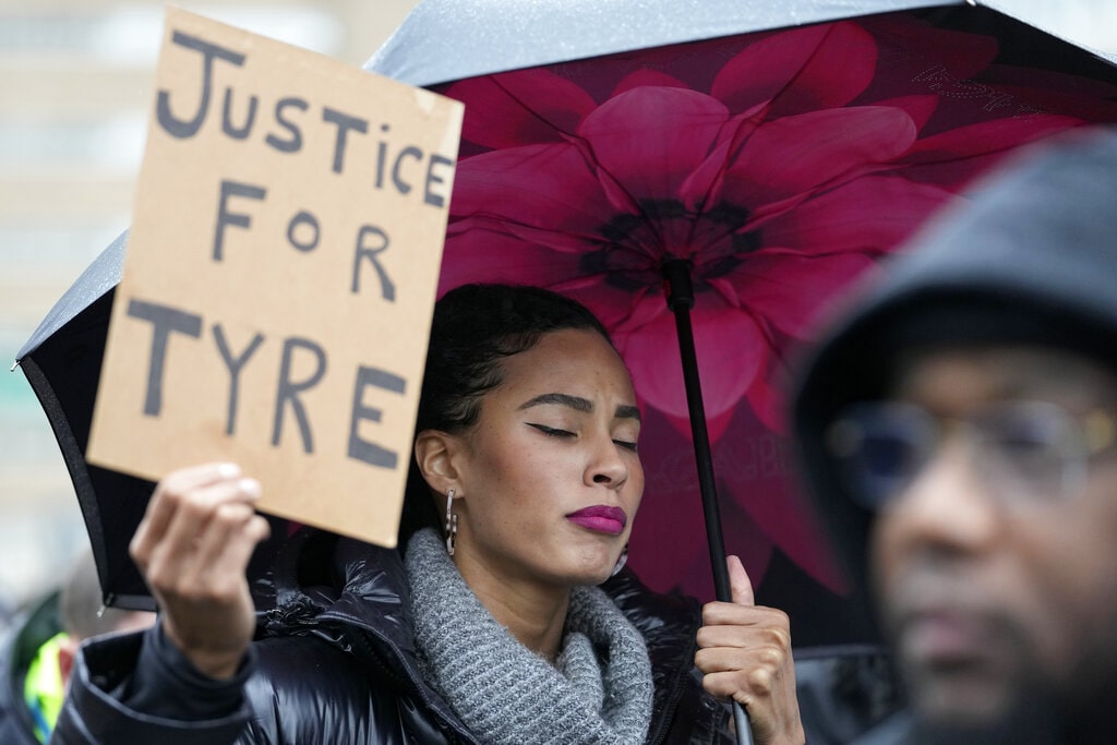 Protesters march Saturday, Jan. 28, 2023, in Memphis, Tenn., over the death of Tyre Nichols, who died after being beaten by Memphis police