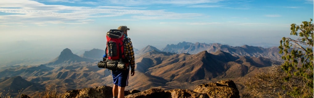 Man overlooking canyons