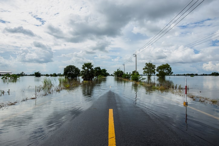 Flood across a highway