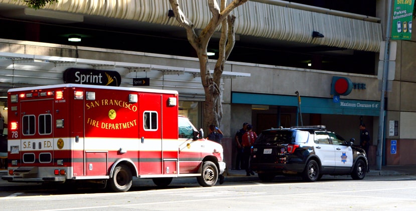 Police car and ambulance