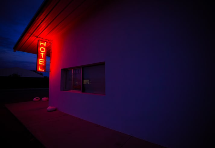 Neon hotel sign