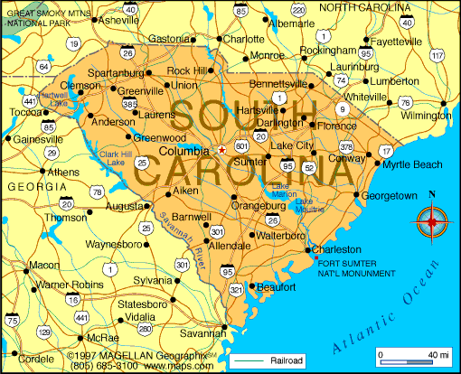 Map of South Carolina