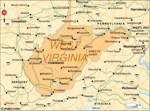 Map of West Virginia