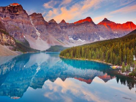 Moraine Lake at sunrise, Banff National Park, Canada