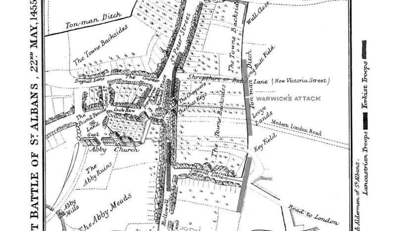 The first battle in the 30-year War of Roses took place at St. Albans.